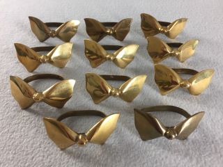 Vintage Brass Bow Napkin Rings Holders Set Of 11