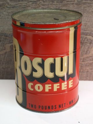 Vintage Boscul 2 Pound Coffee Tin Can Early Key Wind