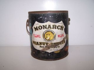 Vintage Tiny 1926 Monarch Brand Peanut Butter Tin Can Sign W/ Children Graphics