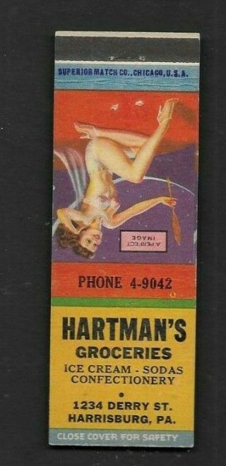 Matchbook Cover Harrisburg Pa Hartman 