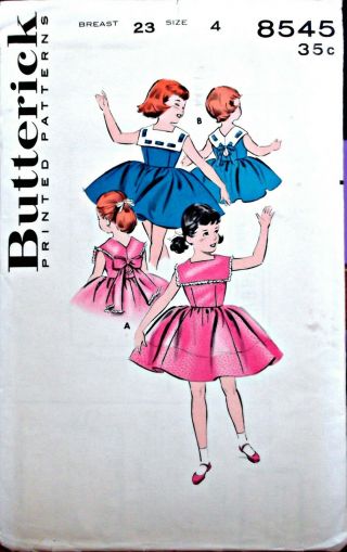 2 UNCUT Vintage 1950 ' s Sewing Pattern Girls ' Dresses Sz 4 3