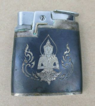 Siam Sterling Silver Lighter Case With Ronson Made In England Lighter Vintage