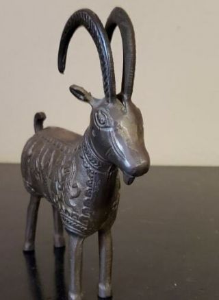 Vintage Persian Brass Ram Ibex Figurine Big Horn Goat Statue