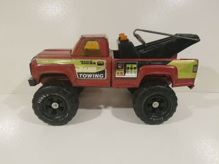 Vintage 1983 Tonka Red Wrecker Tow Truck Pressed Steel - Rare Red Variation