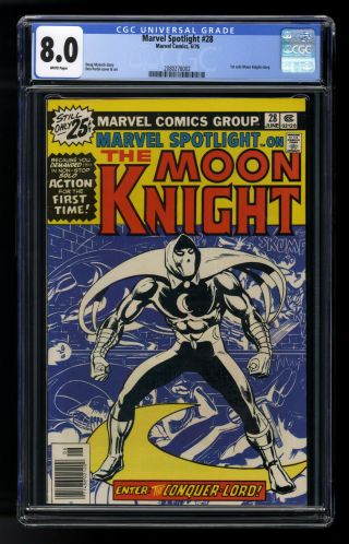 Marvel Spotlight 28 Cgc 8.  0 White Pages (marvel,  1976) 1st Solo Moon Knight