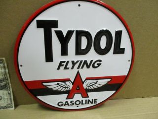 Flying A - Tydol Gasoline - Shows Old " A " Logo Service Station - Round Pump Sign