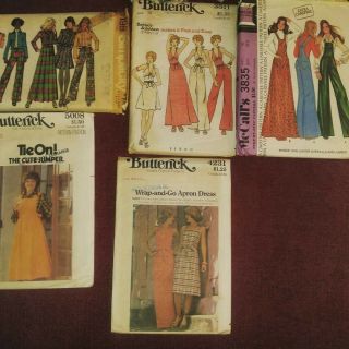 6 Vintage Sewing Patterns For Womens Clothes,  Size 10