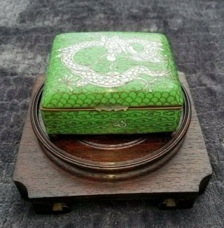 Chinese Cloisonne Dragon Trinket Box Made Of Brass With Hinge And Footed Mark