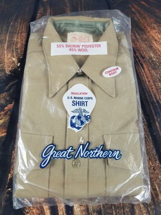 Usmc Us Marine Corps Long Sleeve Uniform Shirt 16 6 Great Northern Large Nos Vtg
