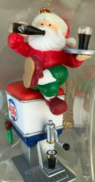 Matrix Pepsi - Cola Santa Claus 1997 Christmas Ornament Mib Santa On Soda Fountain