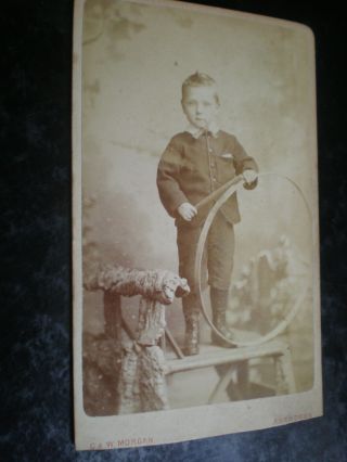 Cdv Old Photograph Boy With Hoop By Morgan At Aberdeen C1880s
