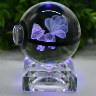 Pokemon Vulpix K9 PokeBall Crystal 3D LED Decor Night Light RGB Table Lamp 6cm 2