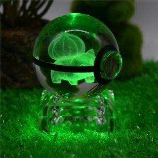 Pokemon Bulbasaur K9 Crystal Ball 3d Led Decor Night Light Rgb Table Lamp 6cm