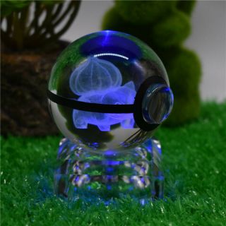 Pokemon Bulbasaur K9 Crystal Ball 3D LED Decor Night Light RGB Table Lamp 6cm 2