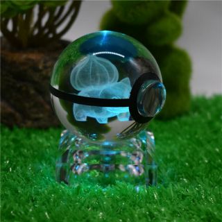 Pokemon Bulbasaur K9 Crystal Ball 3D LED Decor Night Light RGB Table Lamp 6cm 3