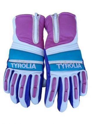 Vintage Tyrolia 80s Colorblock Leather Ski Gloves Rare Mens Size Large