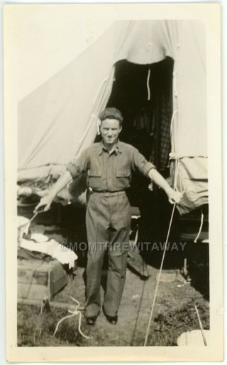 1933 Photo Ma Massachusetts Brimfield Ccc Camp Co 135 Handsome Young Man Tent 2