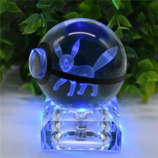 Pokemon PokeBall Umbreon K9 Crystal 3D LED Decor Night Light RGB Table Lamp 6cm 2