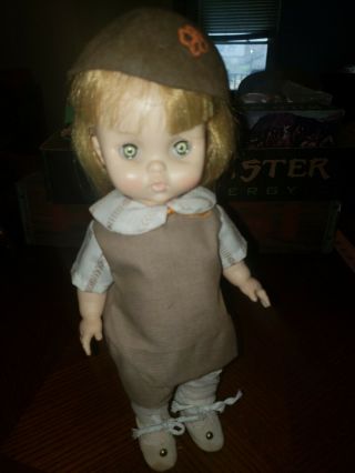 Vintage 1966 Effanbee Girl Scout Brownie Doll 10.  5 