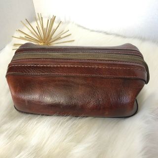 Vintage Bosca Utili - Kit Brown Distressed Leather Toiletry Shaving Dopp Bag
