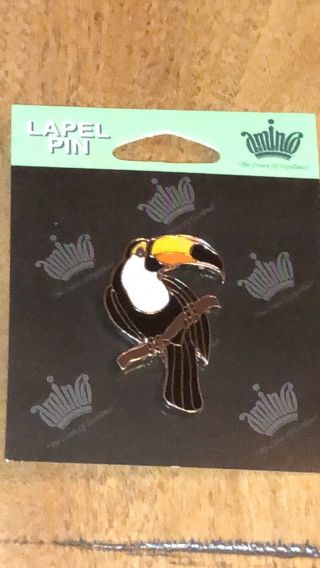 Toucan Bird Lapel Pin Colorful On A Branch W/ Large Beak Collector Item