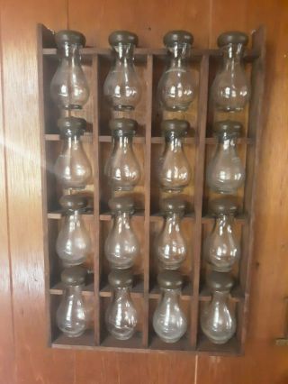 Vintage Hanging Spice Rack & Bottles 16 Glass Spice Jars,