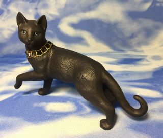 Htf Lenox " Moonlight Stroll " Black Porcelain Kitty Cat Figurine Jewel Collar Euc