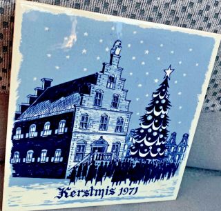 - Dutch Blue Delft Kerstmis 1971 Christmas Tile - Merry Christmas.