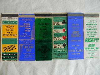 Albia Iowa Phillips 66 Cafe Bank Tavern Hotel Co.  Matchcovers Matchbooks