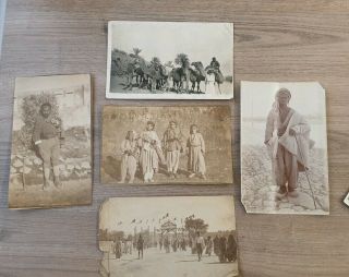 4 Iraq Photos 1 Postcard 1920s People Portraits Golf Caddies Wood Chopper