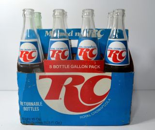 Vintage Royal Crown Cola Rc Soda Bottle Cardboard Carrier With 8 Bottles
