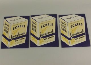 3 Eckels Ice Cream Popular Song Book Vintage Sing Along Ephemera Circa 1940s - 50s