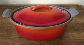 Vintage Le Creuset Flame Lidded Small Casserole 14 Made In France