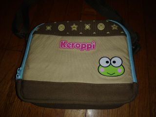 Vintage Retro 2008 Sanrio Keroppi Frog Crossbody Lunch Bag Box Pail Brown Purse