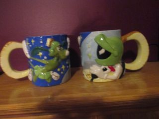 Vintage Marvin The Martian Looney Tunes Mug Set With His Dog K - 9 Coffee Cups