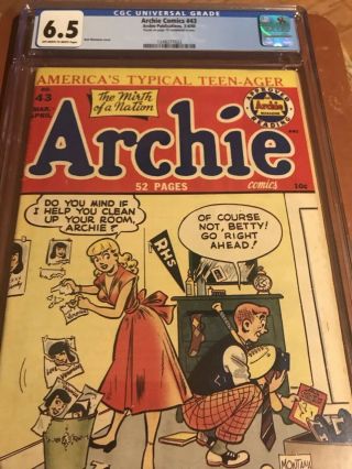 Archie Comics 43 CGC 6.  5 OW/W Betty Veronica GGA Rare SWEET 2