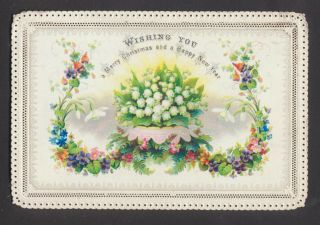 C10506 Victorian Goodall Xmas Card: Flowers,  Lace Edge