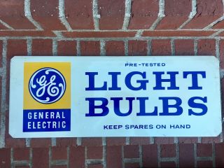 Vintage Ge General Electric Light Bulbs Two Sided Metal Display Advertising Sign