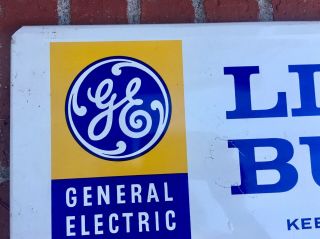 Vintage GE General Electric Light Bulbs Two Sided Metal Display Advertising Sign 2