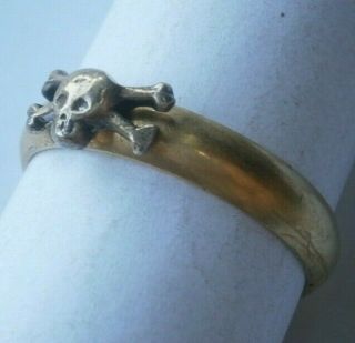 Ring Skull Sterling Silver 875 Gold Plated Special Force Shock Troops Assault Us