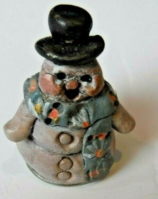 Vtg Unbranded Collectible Hand Painted Decorative Thimble Snowman Sewing 1 1/4 "