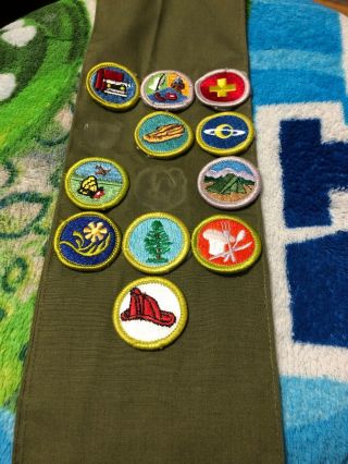 Boy Scout Bsa Olive Green Sash Badges/patches