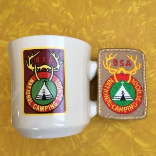 National Camping School Cup Patch Boy Scouts Mug Bsa Vintage Coffee Embroidered