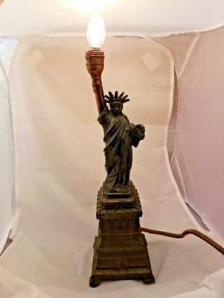Statue Of Liberty Metal Lamp Vintage 13 "