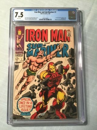 Iron Man & Sub - Mariner 1 Comic Book Cgc 7.  5 Marvel 1968