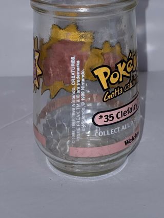 Pokemon 35 Clefairy Welchs Jelly Jar Juice Glass 1999 Nintendo Collectible Cup 3