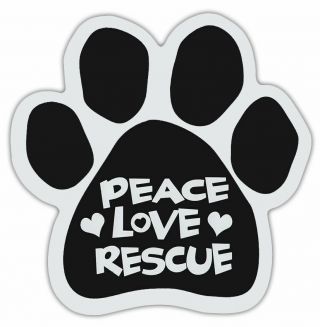 Dog Paw Shaped Car Magnet Peace Love Rescue - Vehicles,  Lockers,  Refrigerator