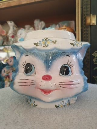 Vintage Lefton Miss Priss Cookie Jar Kitsch Cat