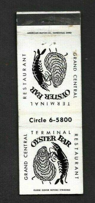 Matchbook Cover Nyc Grand Central Terminal Oyster Bar Restaurant 2512