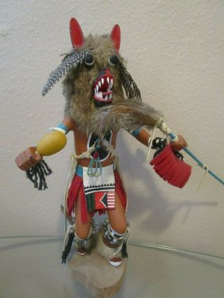Vintage Kachina Doll Hand Carved Hopi Wolf Signed By Artist Lavern Sloan 15 Inch